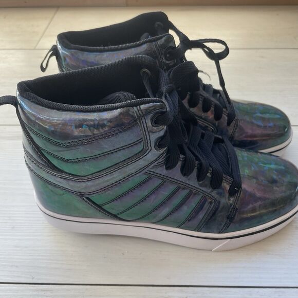 HEELYS Uptown Youth Size 5 Skate HIGH TOP Shoes Purple GLITTER Disco Sneaker EUC - Picture 8 of 8